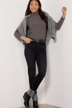 Tops & Tees<EVEREVE Kody Stripe Turtleneck Taupe/Black