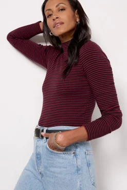 Tops & Tees<EVEREVE Kody Stripe Turtleneck Winestripe