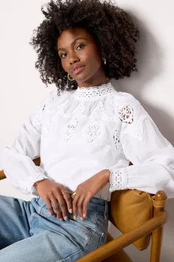 Tops & Tees<SANCTUARY Lace Popover Blouse White