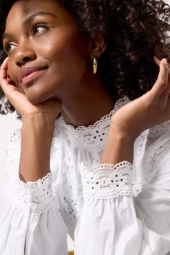 Tops & Tees<SANCTUARY Lace Popover Blouse White