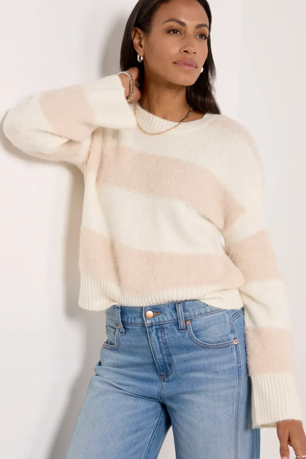 Sweaters<DESIGN HISTORY Lainey Pullover Creamstripe