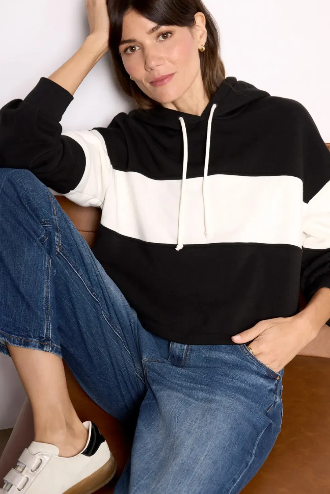 Sweatshirts<Z SUPPLY Landing Colorblocked Hoodie Black/White