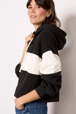 Sweatshirts<Z SUPPLY Landing Colorblocked Hoodie Black/White