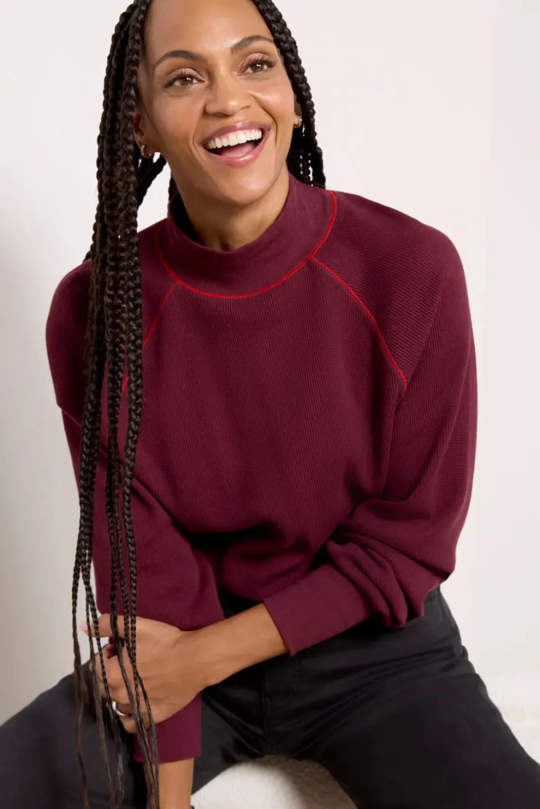 Tops & Tees<MICHAEL STARS Laney Mock Neck Thermal Top Beetroot