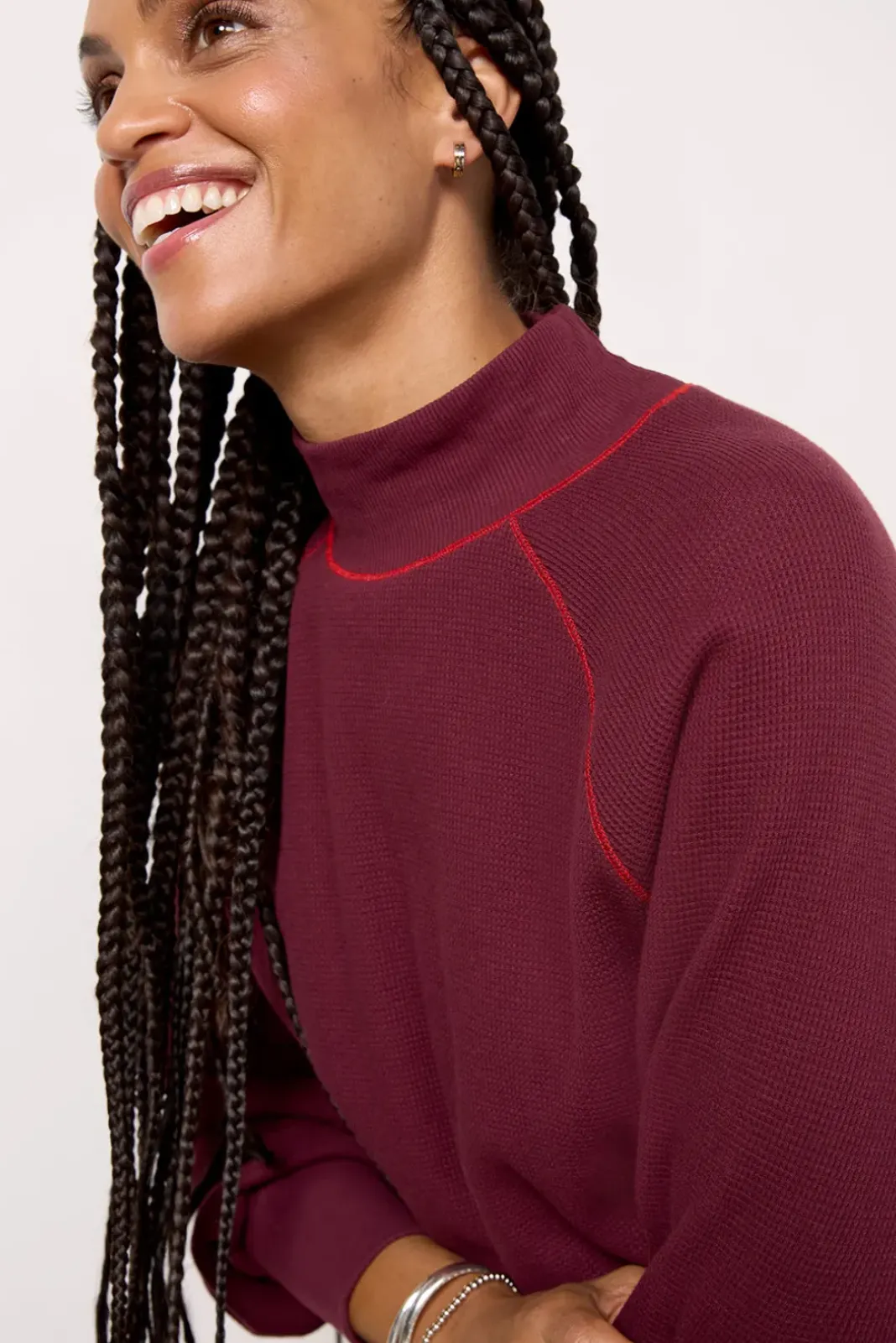 Tops & Tees<MICHAEL STARS Laney Mock Neck Thermal Top Beetroot
