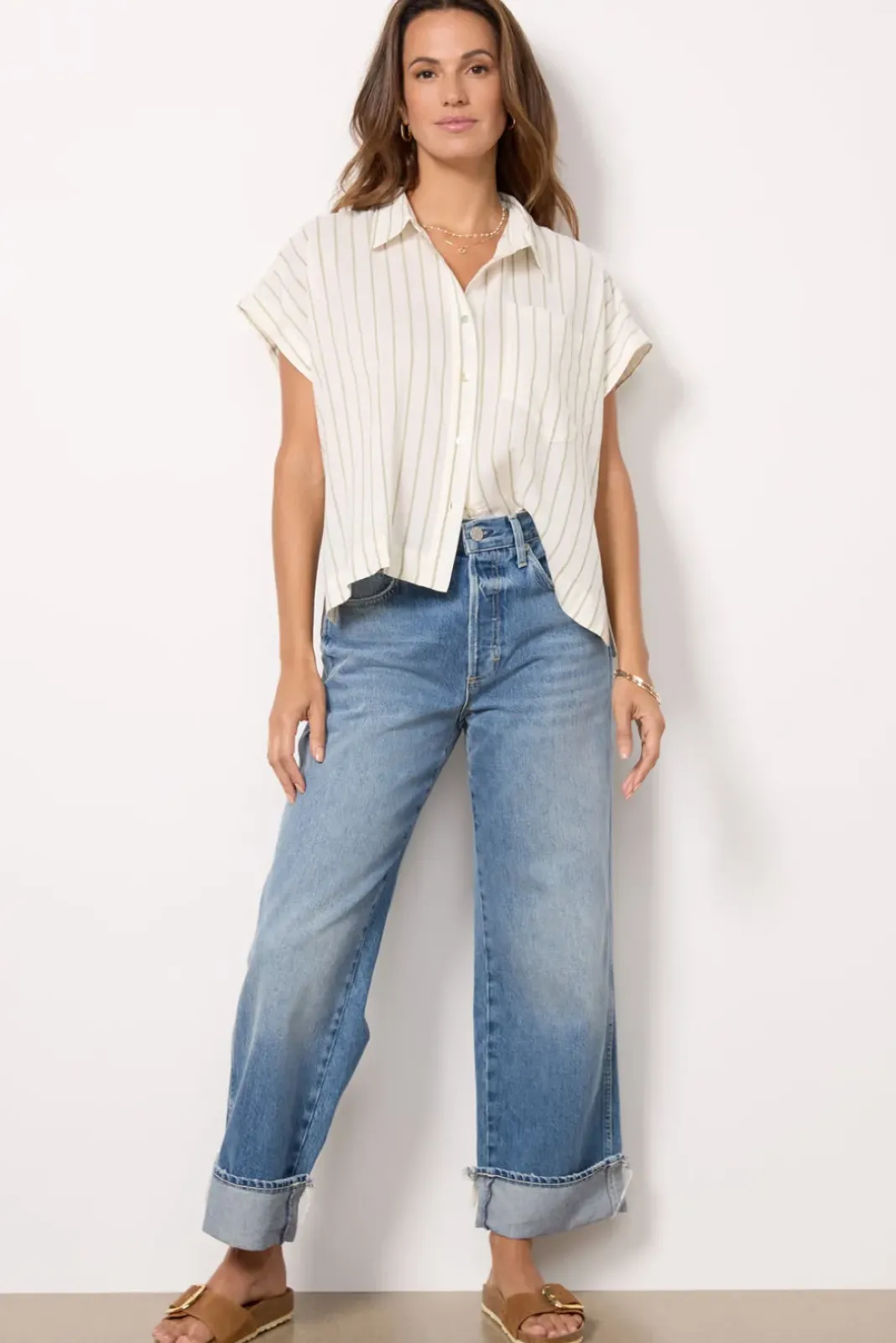 Tops & Tees<PISTOLA Lara Shirt Ivory/Sage