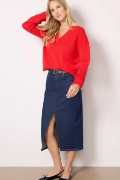 Sweaters<LNA Latigo V Neck Sweater Red