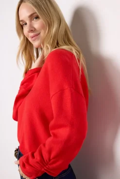 Sweaters<LNA Latigo V Neck Sweater Red