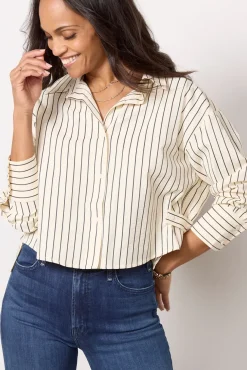 Tops & Tees<LNA Laurent Blouse Creamblackstripe