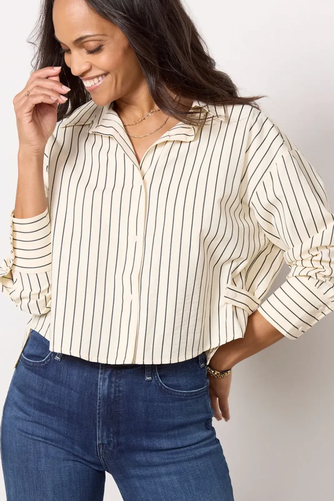 Tops & Tees<LNA Laurent Blouse Creamblackstripe