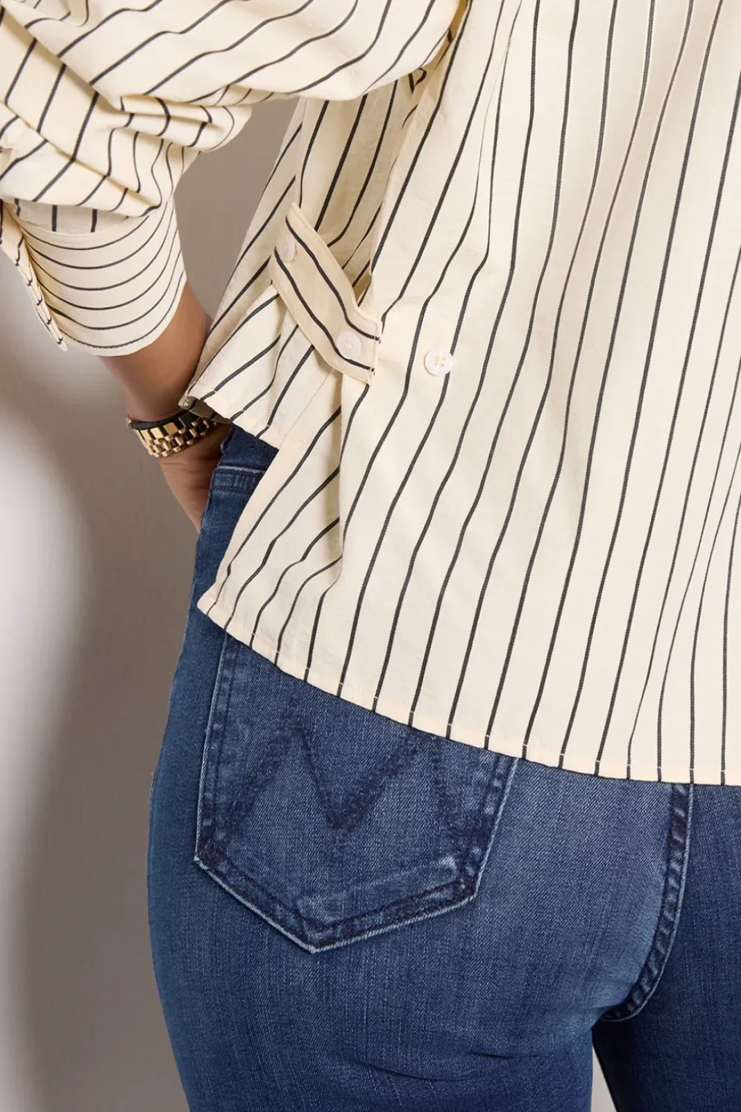 Tops & Tees<LNA Laurent Blouse Creamblackstripe