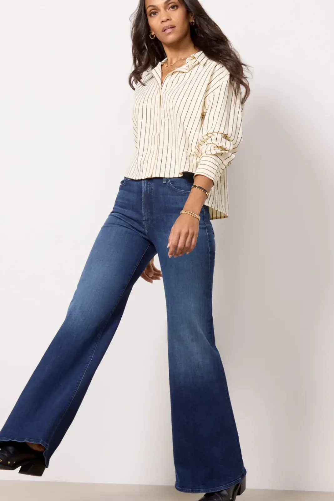 Tops & Tees<LNA Laurent Blouse Creamblackstripe
