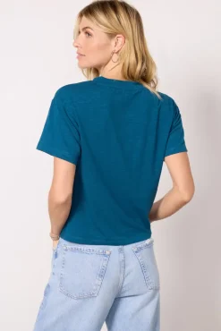 Tops & Tees<EVEREVE Layla Knot Front V Neck Blue