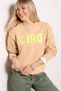 Sweatshirts<CLARE V. Le Drop Sweatshirt Sand
