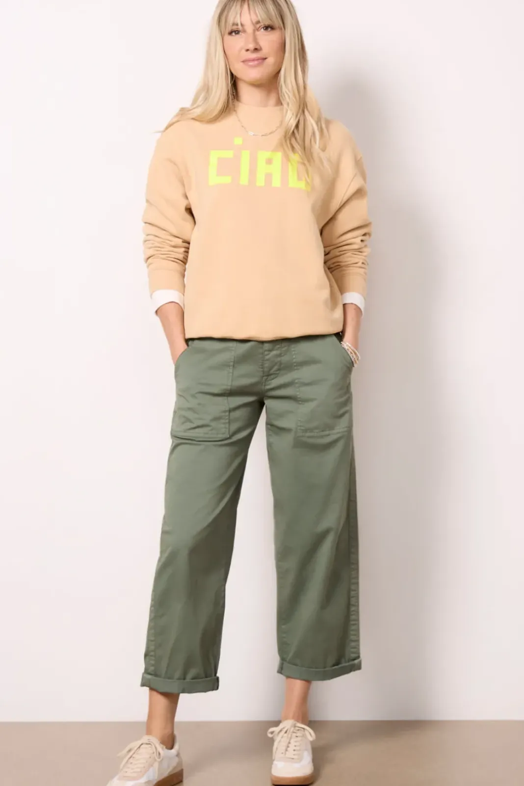 Sweatshirts<CLARE V. Le Drop Sweatshirt Sand