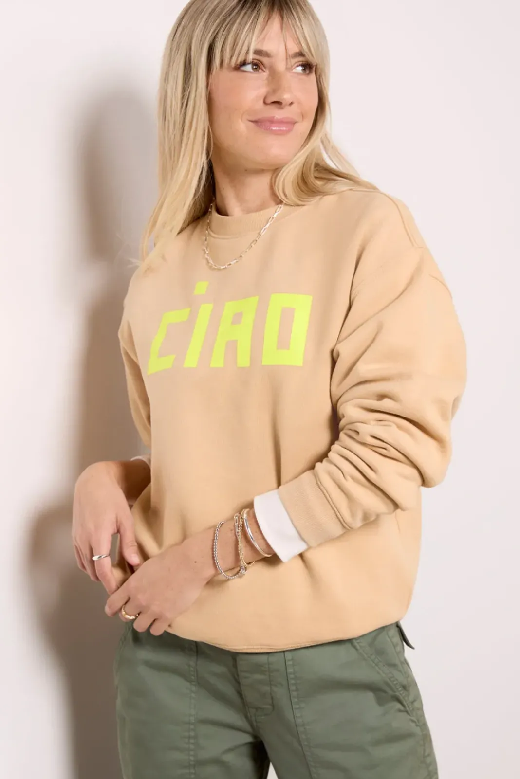 Sweatshirts<CLARE V. Le Drop Sweatshirt Sand