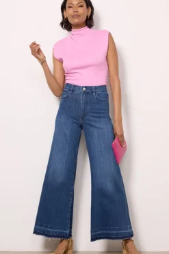 Jeans<FRAME Le Palazzo Crop Wide Released Hem Thunderstorm