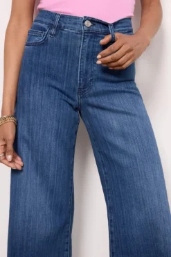 Jeans<FRAME Le Palazzo Crop Wide Released Hem Thunderstorm