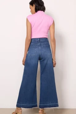 Jeans<FRAME Le Palazzo Crop Wide Released Hem Thunderstorm