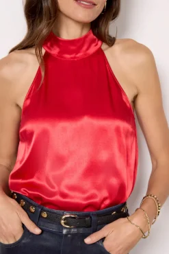 Matching Sets|Tops & Tees<RAILS Leah Satin Top Scarlet