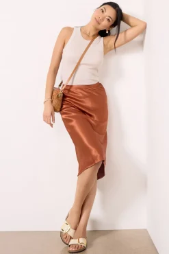 Skirts<MICHAEL STARS Leila Bias Cut Midi Skirt Toffee