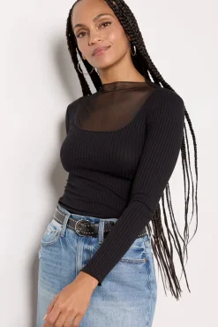 Tops & Tees<LA MADE Lenny Mesh Top Black