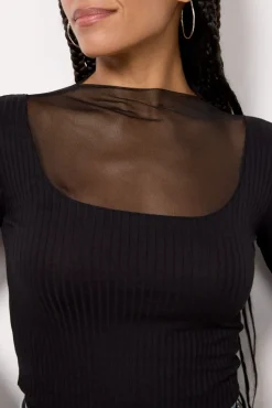 Tops & Tees<LA MADE Lenny Mesh Top Black