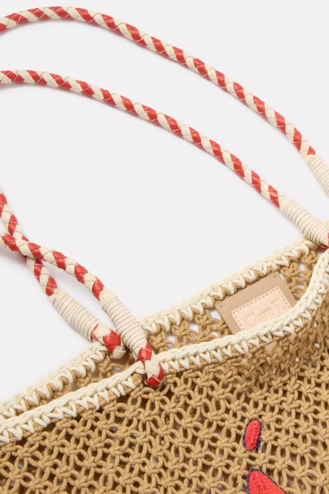 Bags<CLARE V. Lete Tote Tan/Navy/Poppy