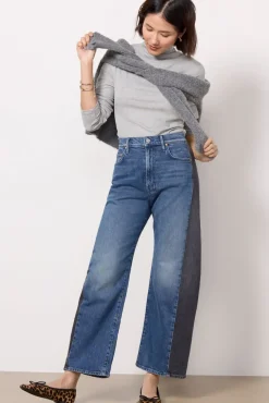 Jeans<MOTHER Lil Half Pipe Flood Blackandblue