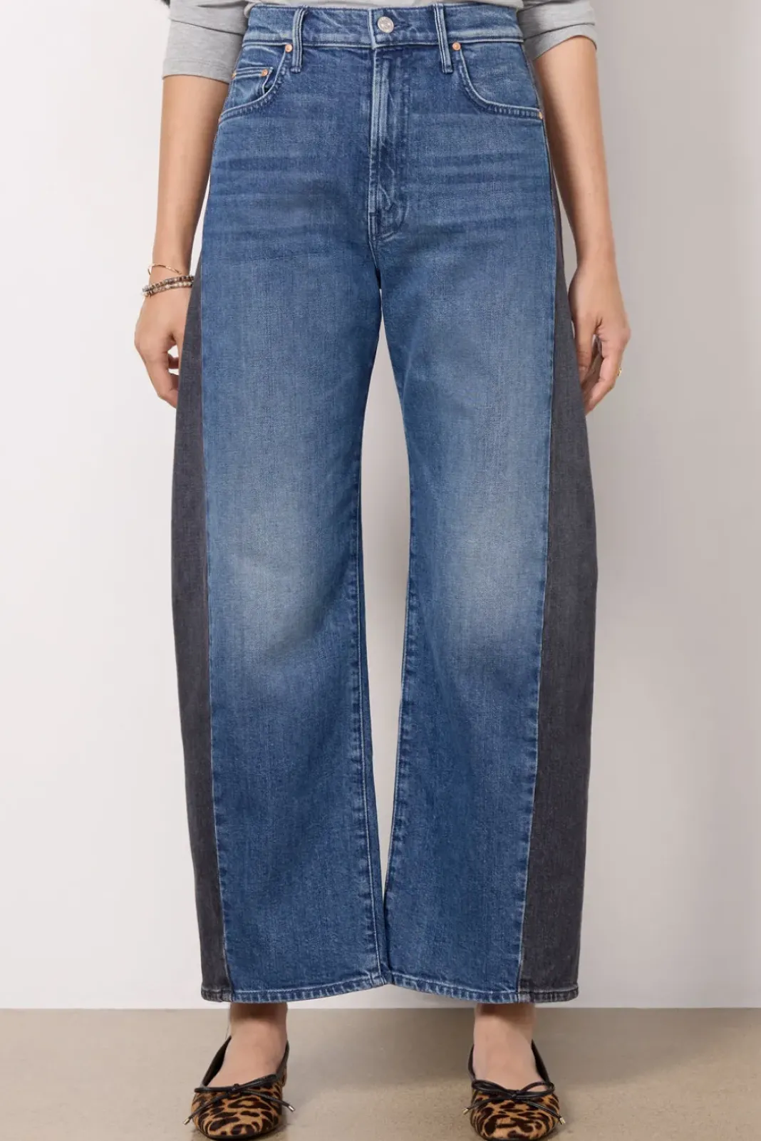 Jeans<MOTHER Lil Half Pipe Flood Blackandblue