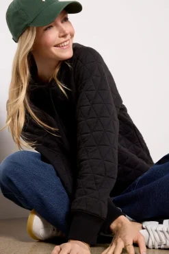 Sweatshirts<EVEREVE Lindsay Quilted Hoodie Black