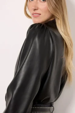 Tops & Tees<LA MADE Liv Faux Leather Top Black