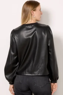 Tops & Tees<LA MADE Liv Faux Leather Top Black