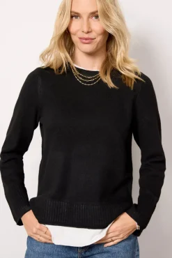 Sweaters<DESIGN HISTORY Lizzy Two-fer Pullover Black