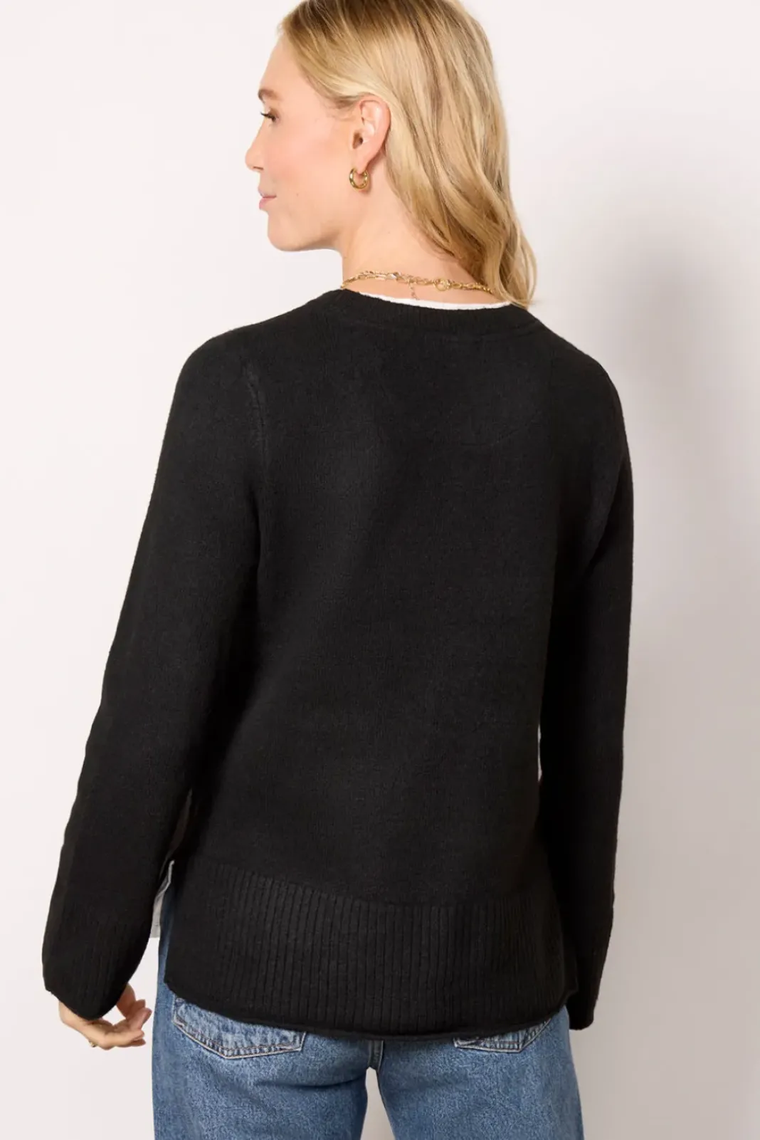 Sweaters<DESIGN HISTORY Lizzy Two-fer Pullover Black