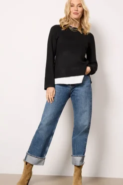 Sweaters<DESIGN HISTORY Lizzy Two-fer Pullover Black