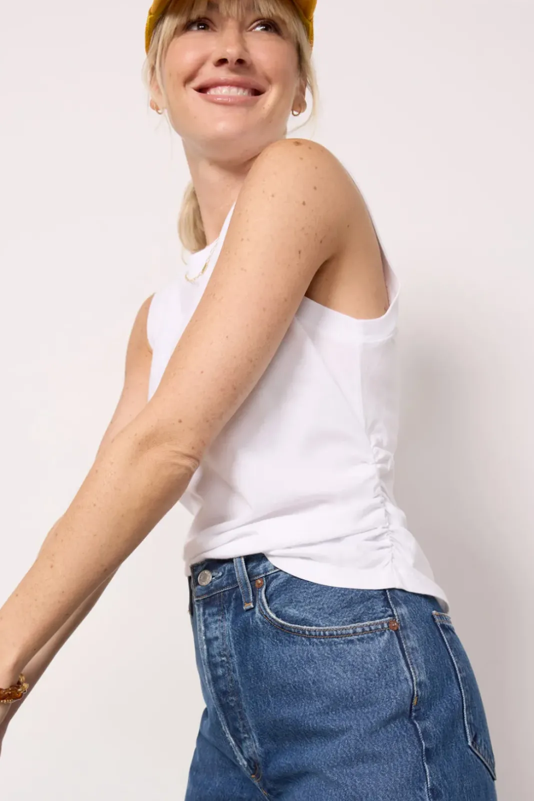 Tops & Tees<MICHAEL STARS Lola Ruched Tank White
