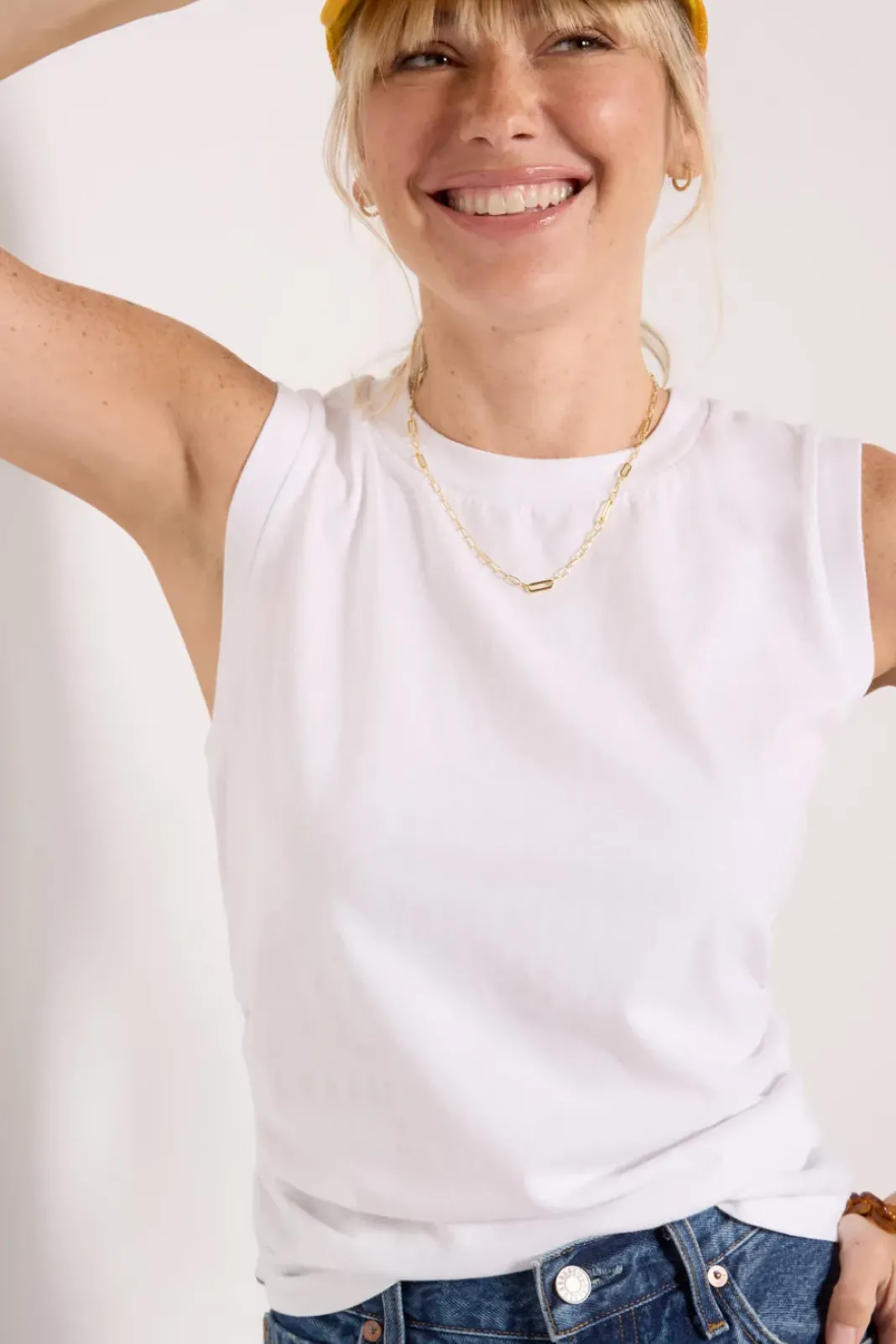 Tops & Tees<MICHAEL STARS Lola Ruched Tank White