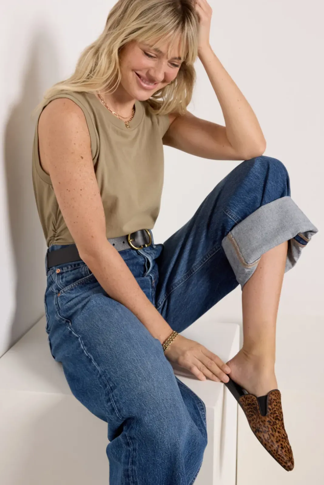 Tops & Tees<MICHAEL STARS Lola Ruched Tank Olive