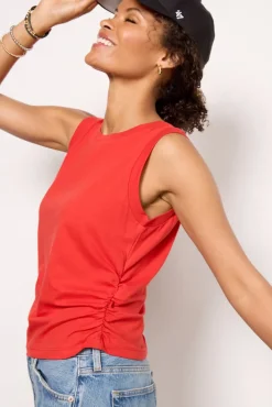Tops & Tees<MICHAEL STARS Lola Ruched Tank Cardinal