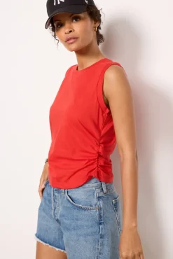Tops & Tees<MICHAEL STARS Lola Ruched Tank Cardinal