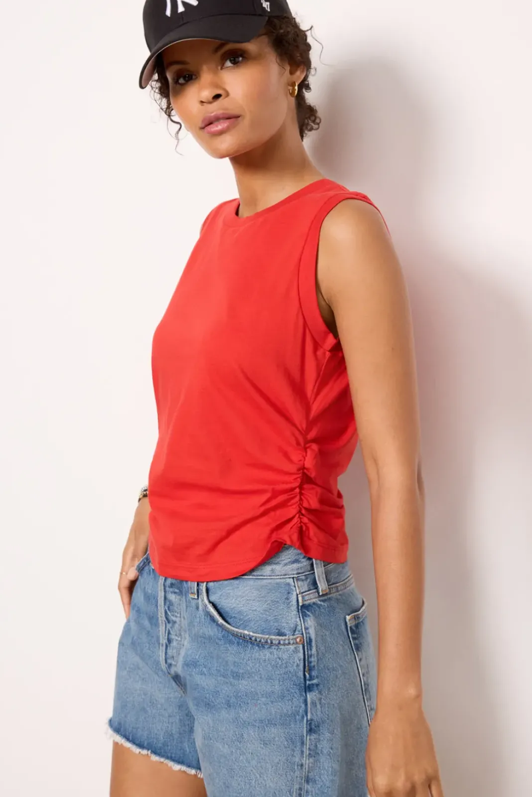Tops & Tees<MICHAEL STARS Lola Ruched Tank Cardinal