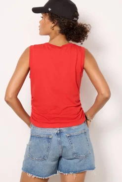 Tops & Tees<MICHAEL STARS Lola Ruched Tank Cardinal