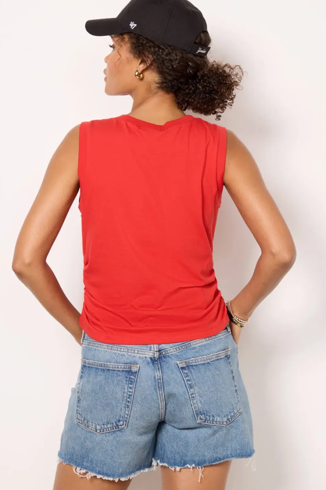 Tops & Tees<MICHAEL STARS Lola Ruched Tank Cardinal