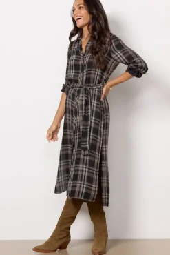 Dresses<CLOTH AND STONE Long Sleeve Belted Duster Maplewoodplaid
