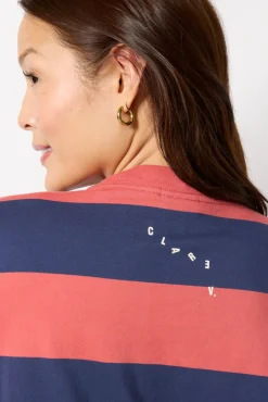 Tops & Tees<CLARE V. Long Sleeve Tee Vintagepoppy/Navy
