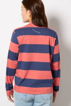 Tops & Tees<CLARE V. Long Sleeve Tee Vintagepoppy/Navy