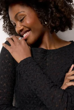 Tops & Tees<SANCTUARY Long Sleeve Textured Boatneck Top Black