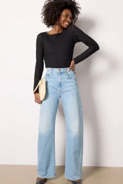 Tops & Tees<SANCTUARY Long Sleeve Textured Boatneck Top Black