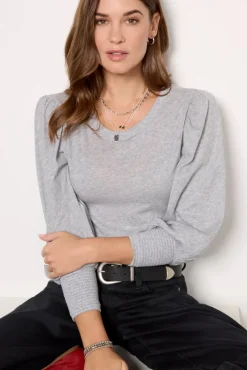 Tops & Tees<NATION LTD Loren Peasant Tee Heathergrey